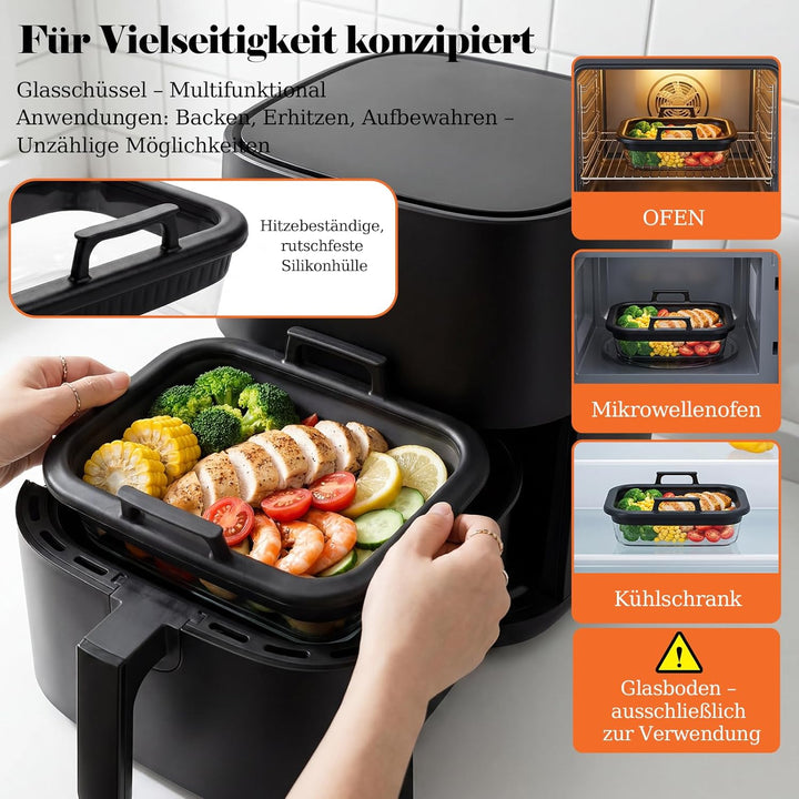 2 Stück Airfryer Zubehör für Ninja AF400EU/AF500EU/SL400EU COSORI Heissluftfritteuse 2 Kammern,Aufla
