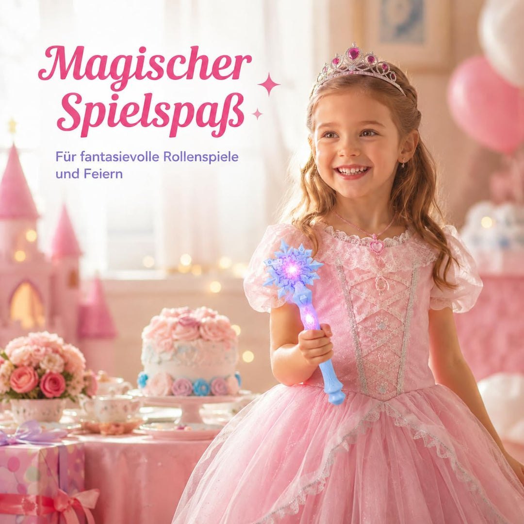 MAGICLULU Schnee Zauberstab Blitzstäbe Schneeflockenstäbe Mädchen Kleider Leuchtende Schneeflocke Le