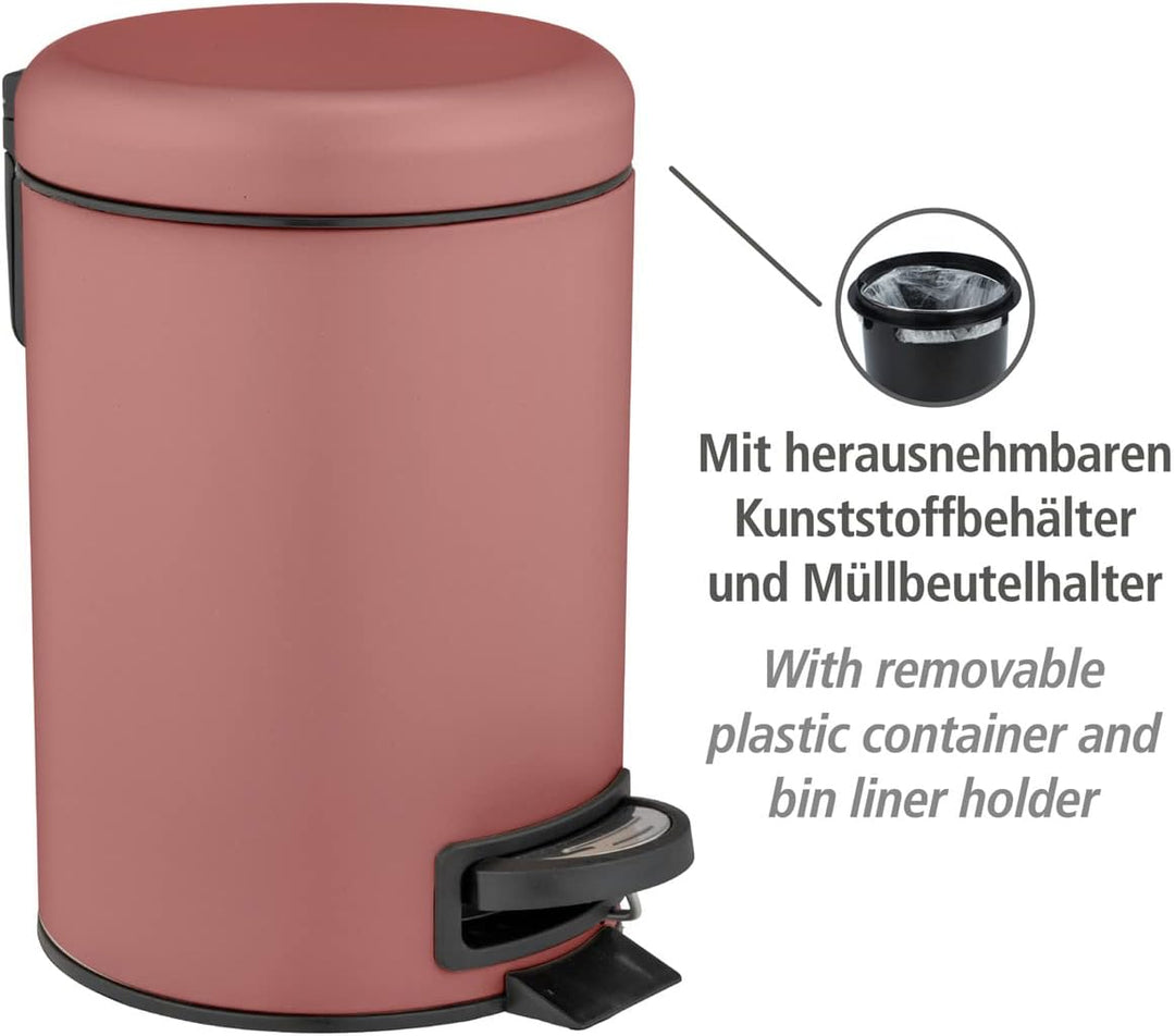 WENKO Treteimer Leman, 3 Liter, mit herausnehmbarem Einsatz, aus lackiertem Stahl, 17 x 25 x 22,5 cm
