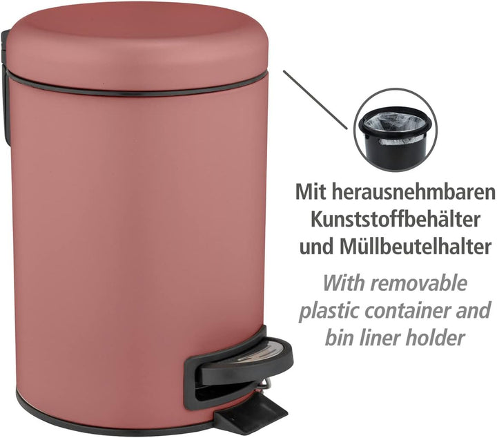 WENKO Treteimer Leman, 3 Liter, mit herausnehmbarem Einsatz, aus lackiertem Stahl, 17 x 25 x 22,5 cm