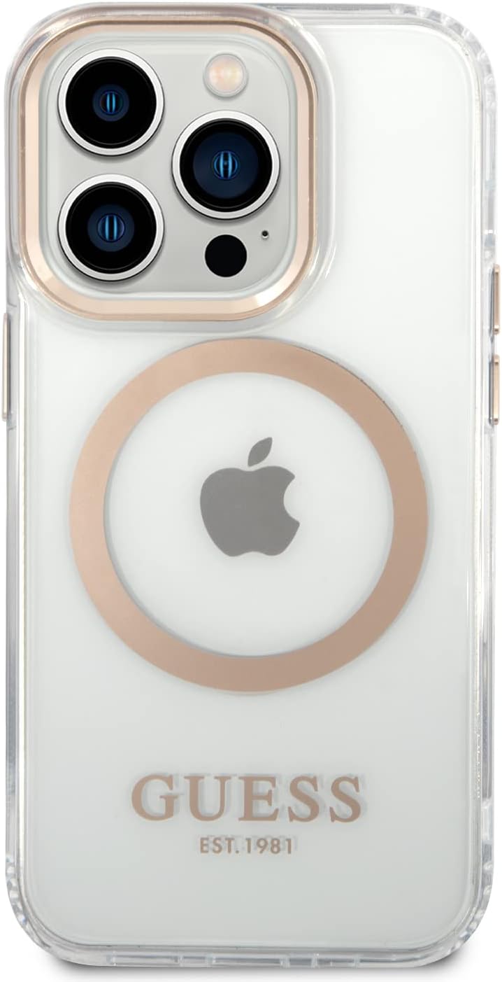 Guess GUHMP14XHTRMD Hülle für iPhone 14 Pro Max 6,7" Gold/Gold Hard case Metal Outline