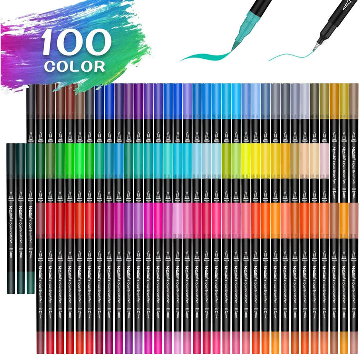 mancola 100 Filzstift Set, Aquarell Marker Stift Set Doppelspitze Textmarker, bullet journal stifte