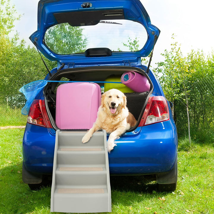 Froadp 4 Stufige Hundetreppe Katzentreppe Klappbar mit Stabiler Stützstangen für Sofa Auto Bett 60cm