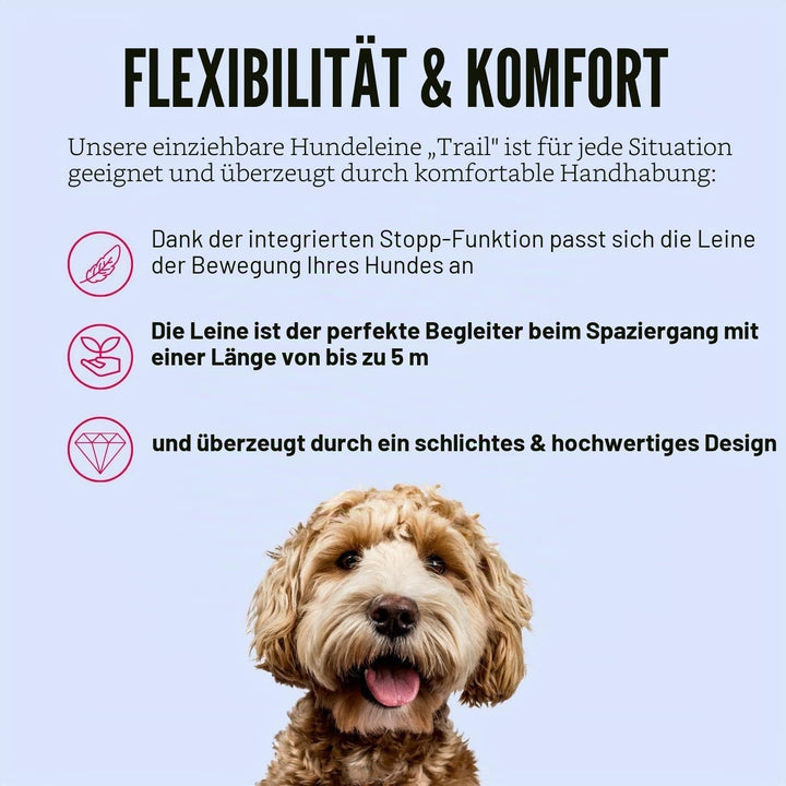 KONG ausrollbare Hundeleine "Trail" I hochwertige Rollleine mit Break & Lock System I lange Leine fü