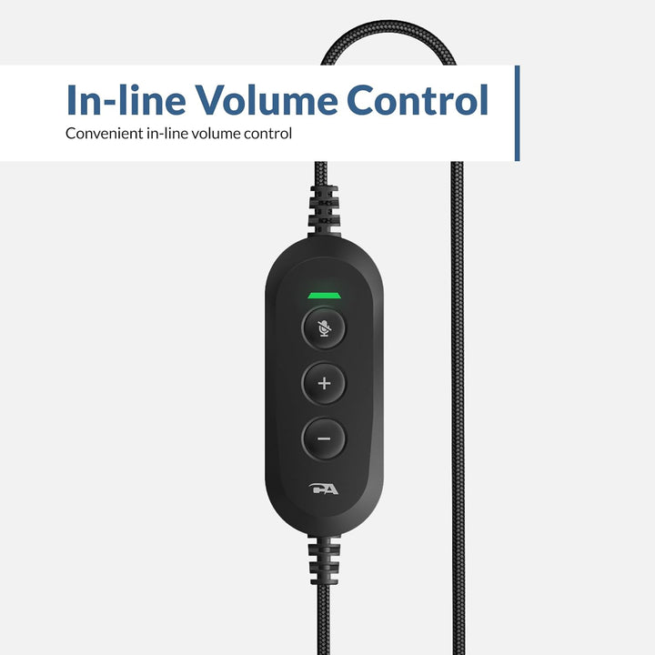 Cyber Acoustics Stereo-USB-Headset, Inline-Steuerung für Lautstärke und Mikrofonstummschaltung, NC
