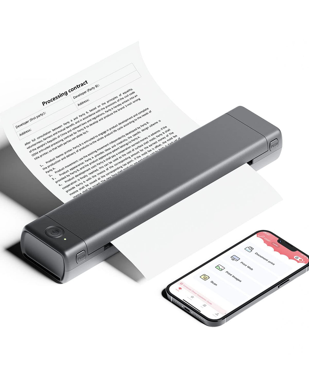 Phomemo Portable Drucker, M08F Bluetooth Mobile Tragbarer Drucker A4 unterstützen 210x297mm A4 Therm