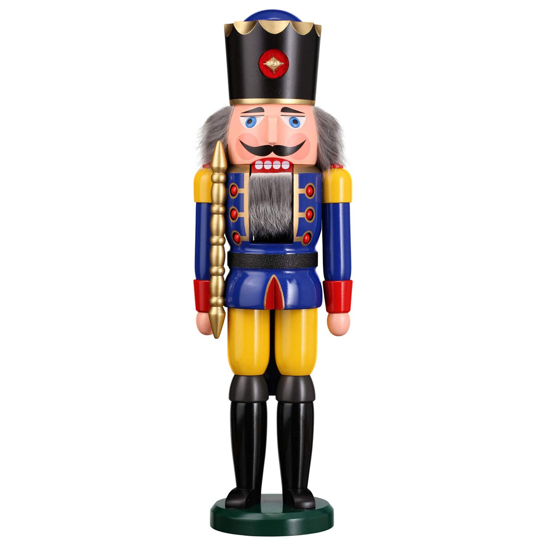 Seiffener Volkskunst Nussknacker Holzfigur Holz König Figur Höhe 50 cm gross (blau), Blau
