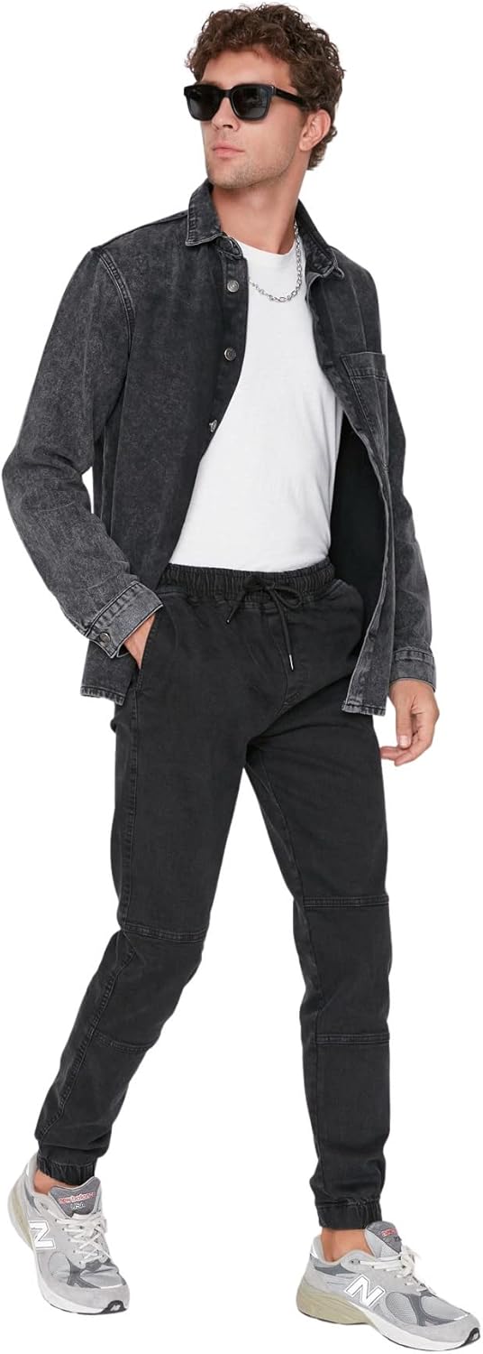 Trendyol Men's Herren Young Mittlerer Bund Jogger Jeans, Anthracite, 32