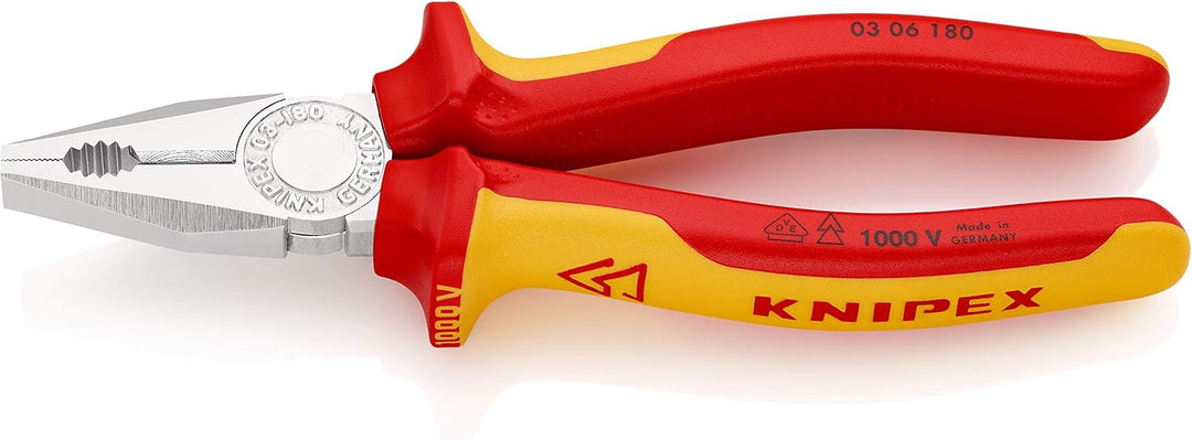 KNIPEX 70 06 180 Seitenschneider verchromt isoliert mit Mehrkomponenten-Hüllen, VDE-geprüft 180 mm &amp;