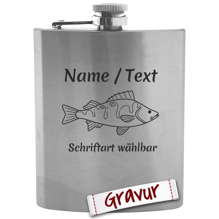 Angeln Geschenk Flachmann mit Gravur personalisiert, Angler Geschenke für Männer, Geschenkidee Herre