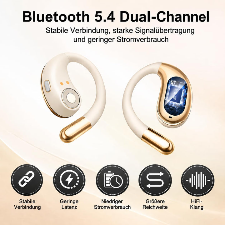 Open Ear Bluetooth Kopfhörer, Sport Ohrhörer mit Ohrbügel, Bluetooth 5.4, IPX7 Wasserdicht, 50 Std.