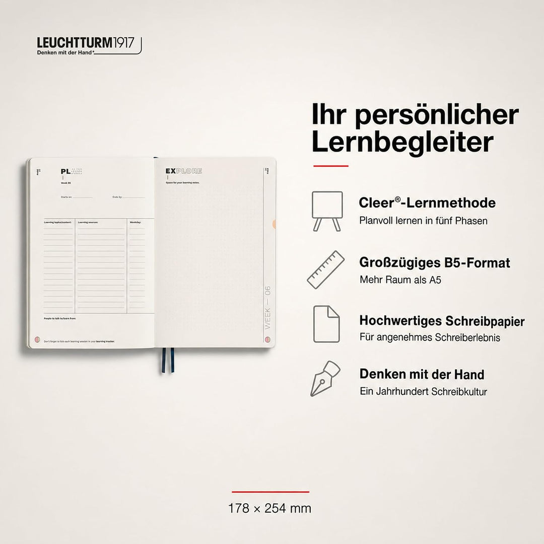 LEUCHTTURM1917 367497 Learning Journal Composition (B5), Flexcover, Schwarz, Englisch Englisch Schwa