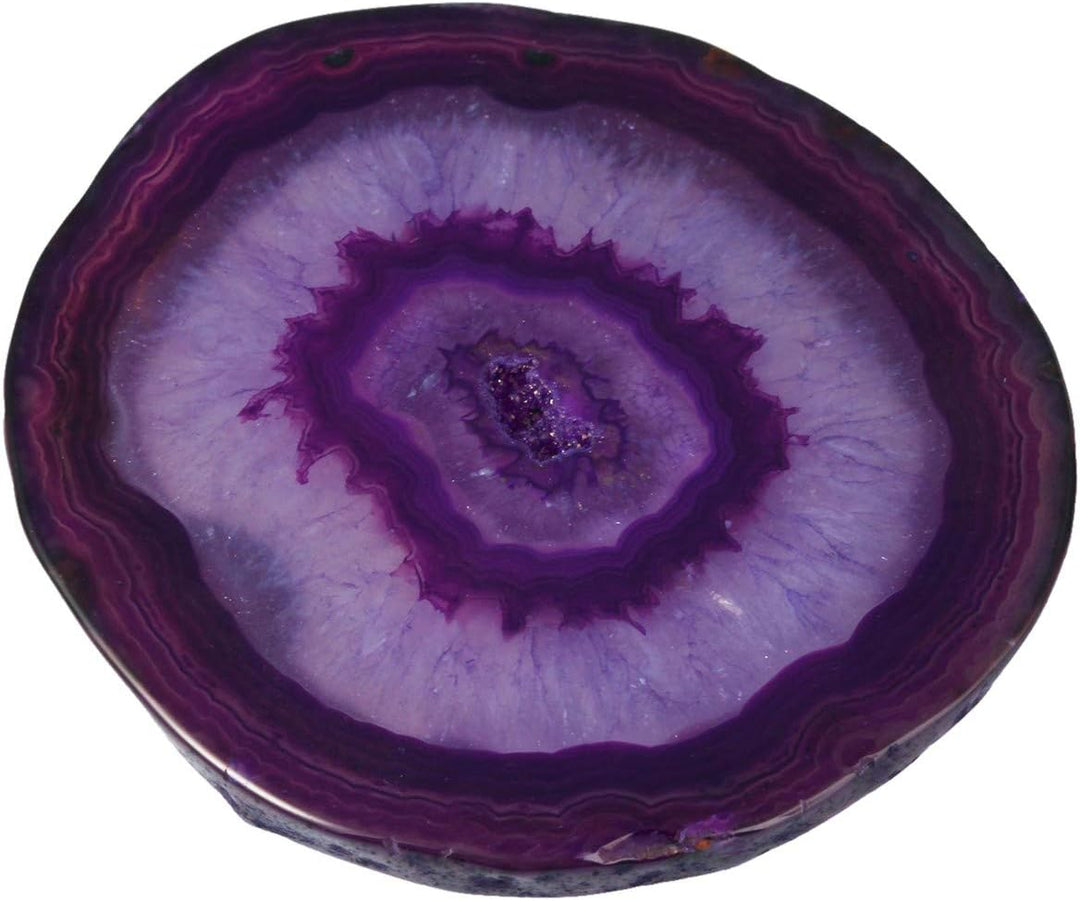 mookaitedecor 12 Stück Natürliche Geode Achat Scheiben, Rund poliert Achat Edelsteine Namen Karten f