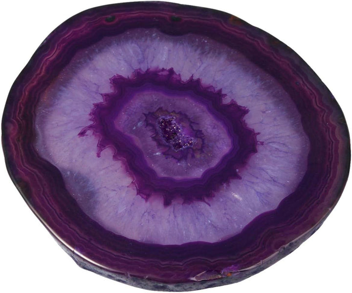 mookaitedecor 12 Stück Natürliche Geode Achat Scheiben, Rund poliert Achat Edelsteine Namen Karten f