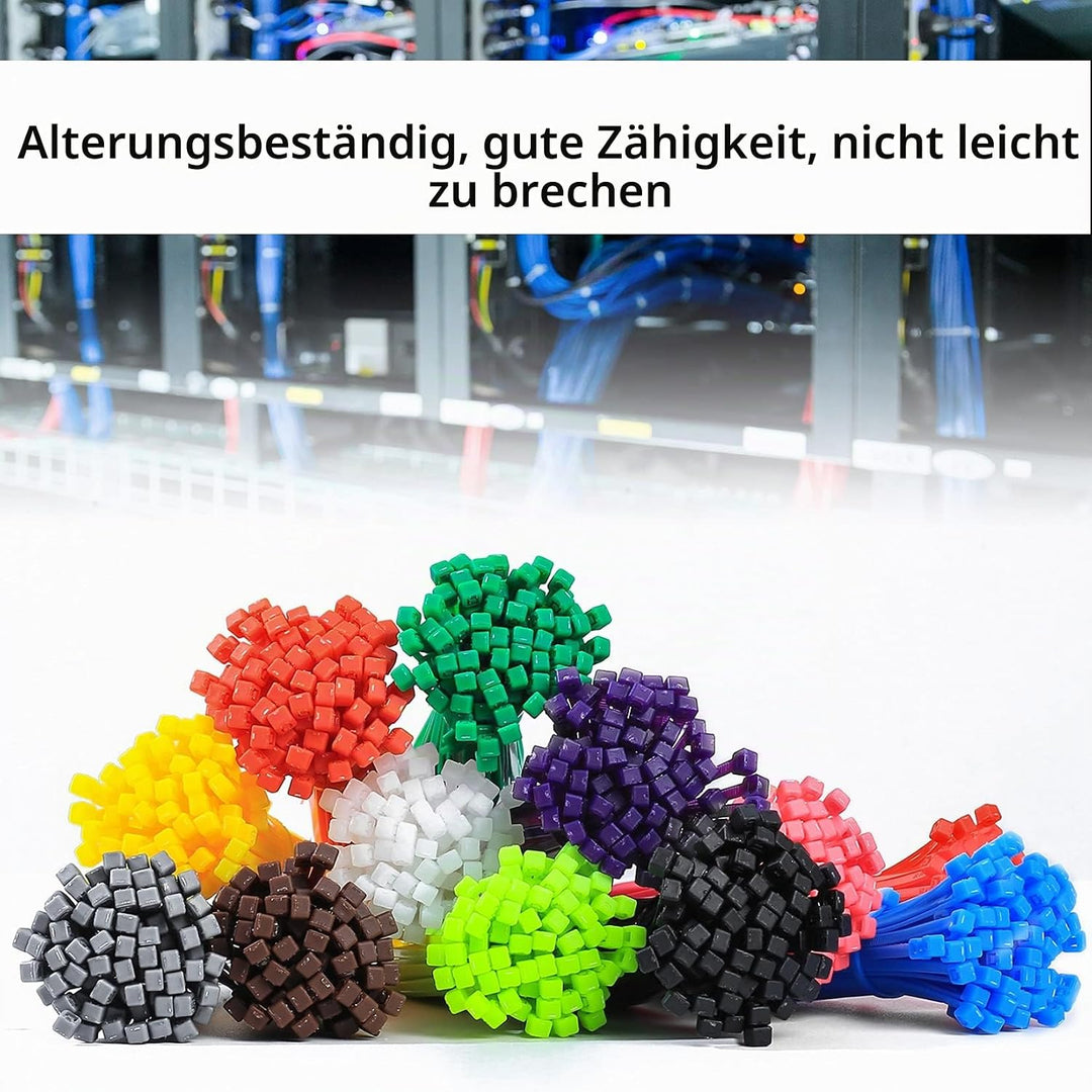 Farbige Nylon-Kabelbinder, 3mmx100mm, UV-beständig – Set für Zuhause, Büro, Garten, Garage, Werkstat