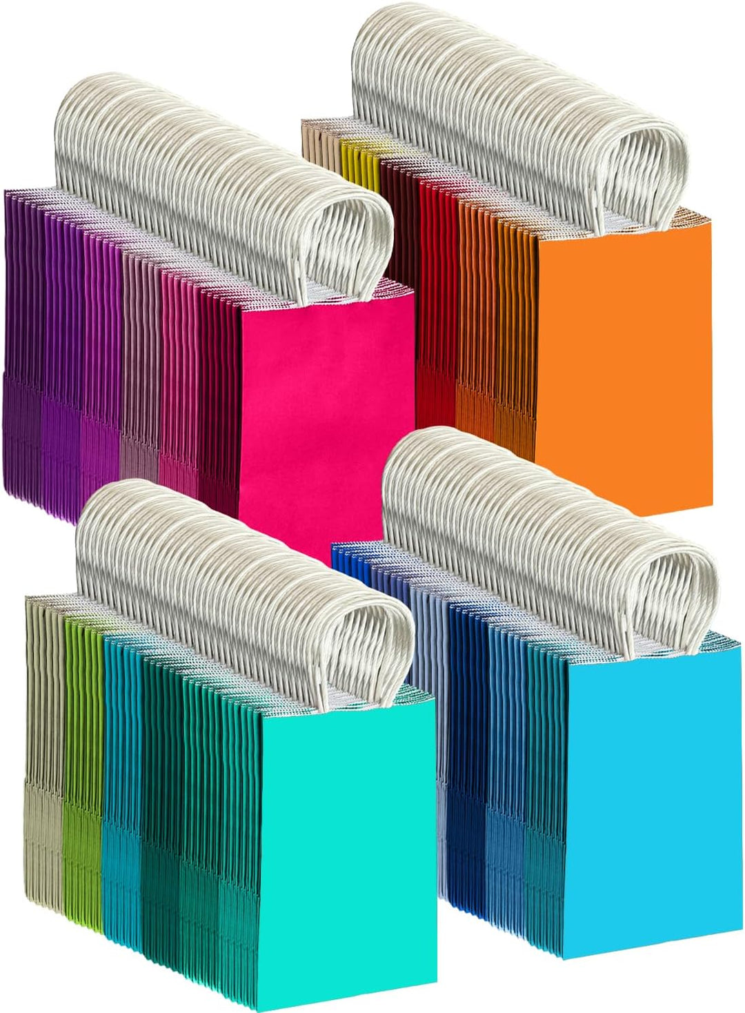 Gcardist 200 Stück 24 Farben Kleinei-Geschenktüten aus Papier mit Henkeln–8.3"×6"×3,15"(21x15x8cm)-T