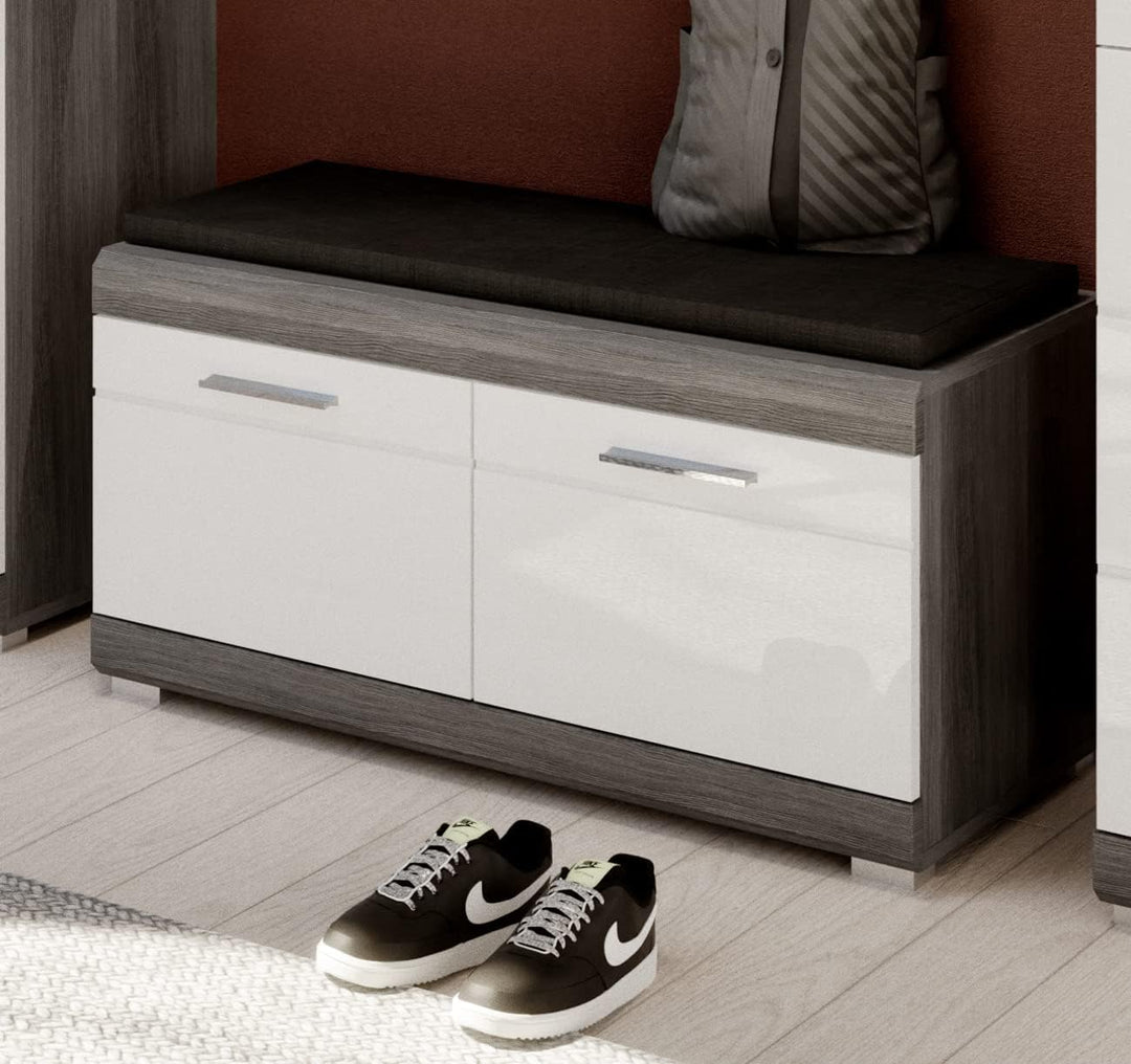 xonox.home Garderobe Scout Schuhkommode Schuhschrank Kommode Highboard Stauraumschrank in Front weis