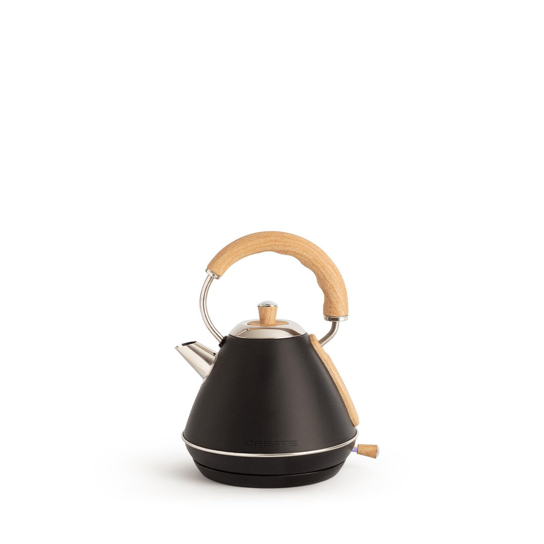 CREATE/KETTLE RETRO M/Elektrischer Wasserkocher Schwarz/Schnelles Aufkochen, Fassungsvermögen 1L, Ab