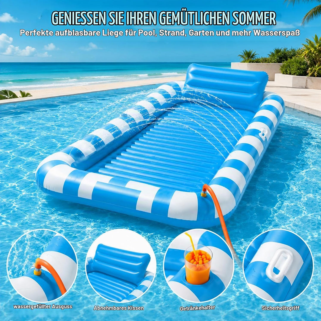 Luftmatratze Pool Erwachsene,Aufblasbar Schwimmmatratze mit Eingebautem Sprinkler,Pool Aufblasbares