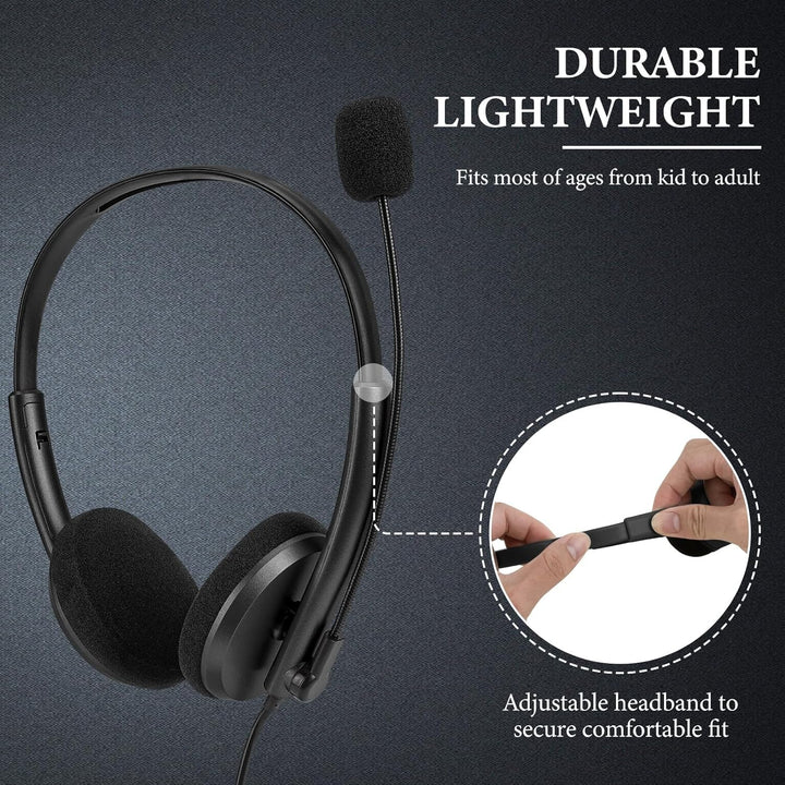 GEEKRIA USB-Headset mit Mikrofon, Stummschalttaste und Lautstärkeregler, leicht, kabelgebunden, Comp