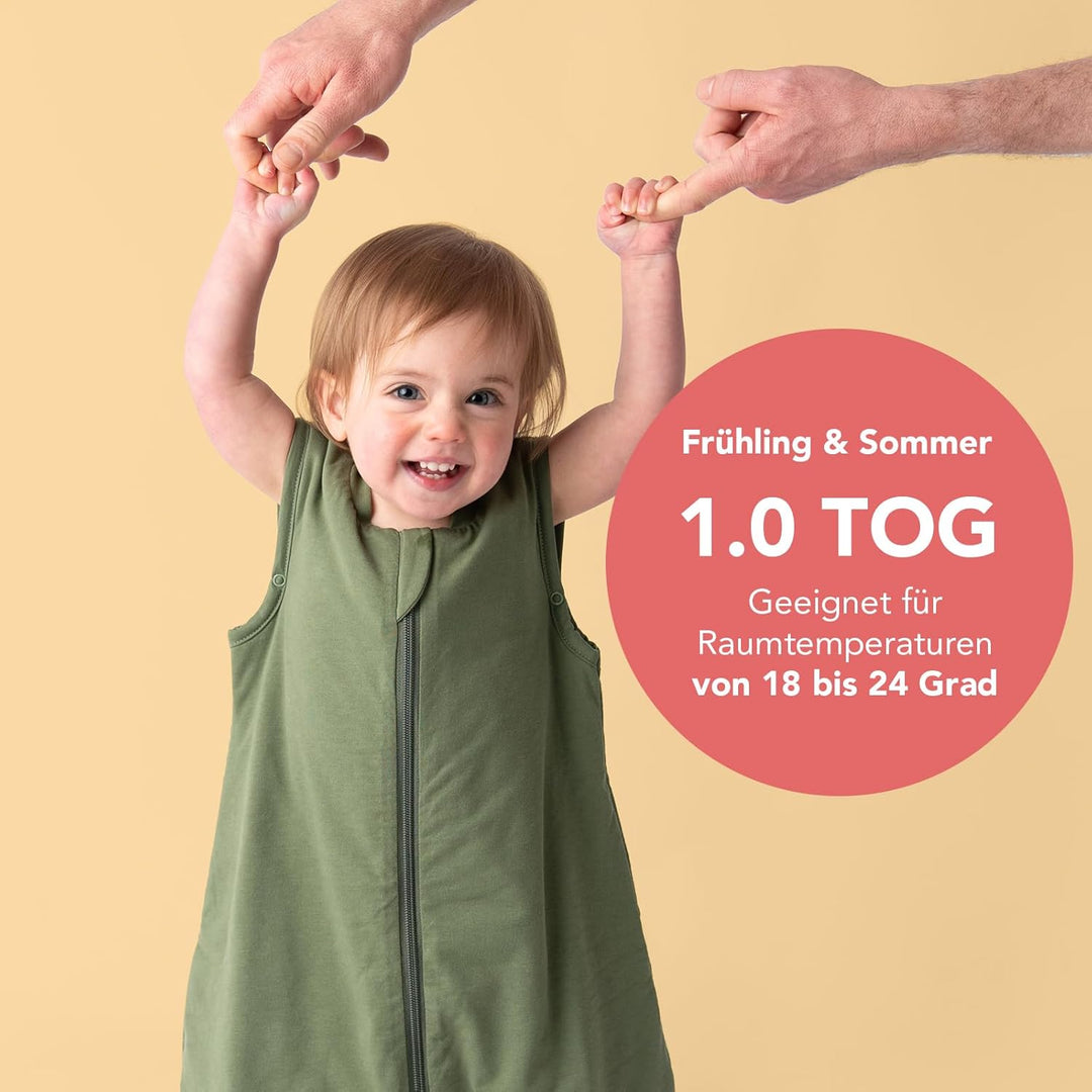 Schlummersack leicht gefütterter Babyschlafsack Frühjahr/Sommer 1.0 Tog für Mädchen und Jungs - in v