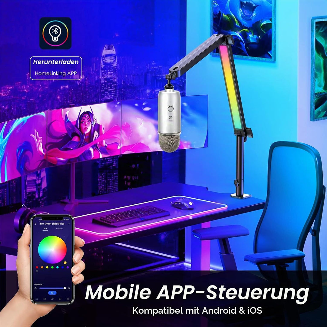 YOUSHARES RGB Mikrofon Arm kompatibel mit Shure SM7B, MV7, HyperX QuadCast, ProCast, Blue Yeti, Rode
