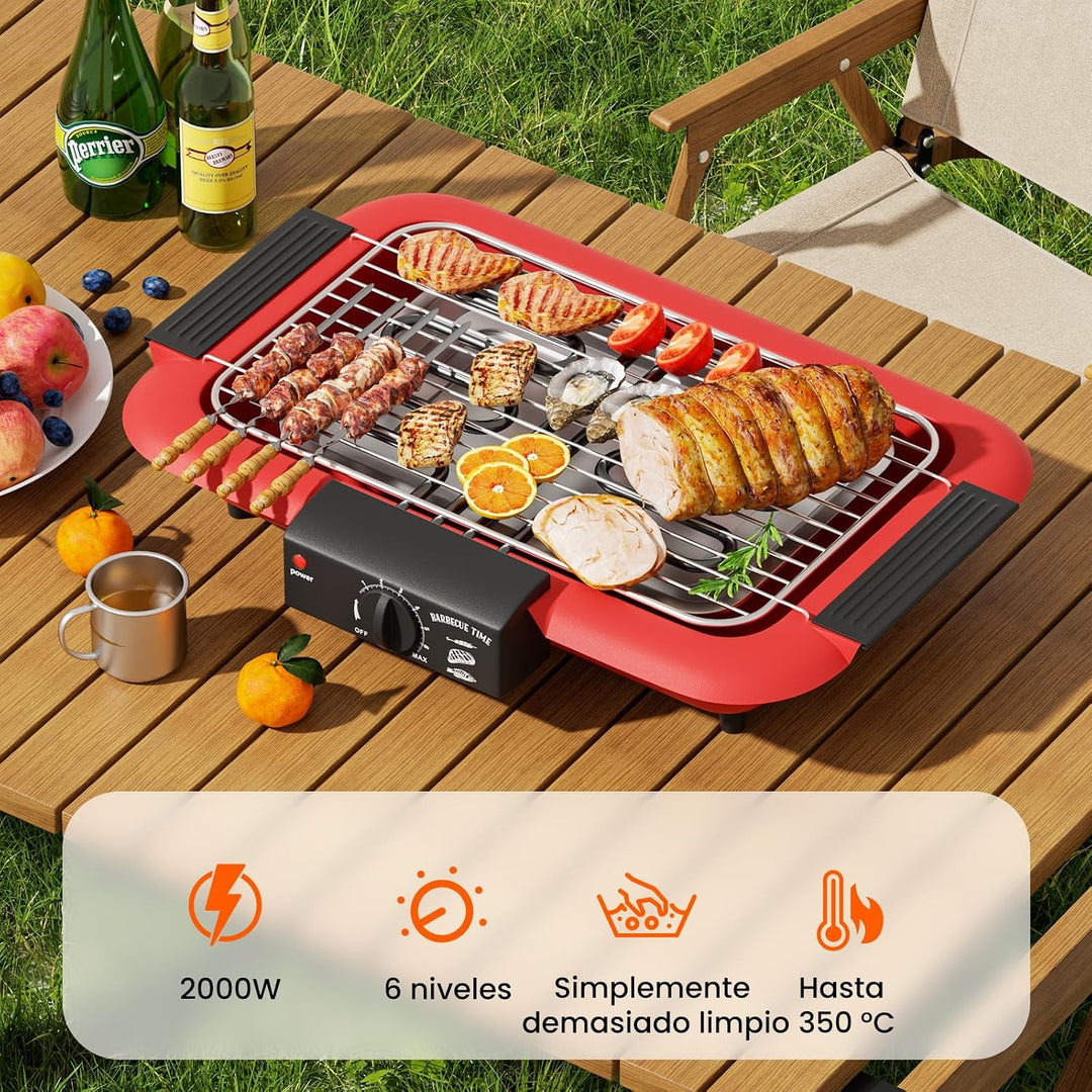 Elektrischer Grill, antihaftbeschichtet, rauchfrei, für den Innen- und Aussenbereich, 2000 W, Doppel