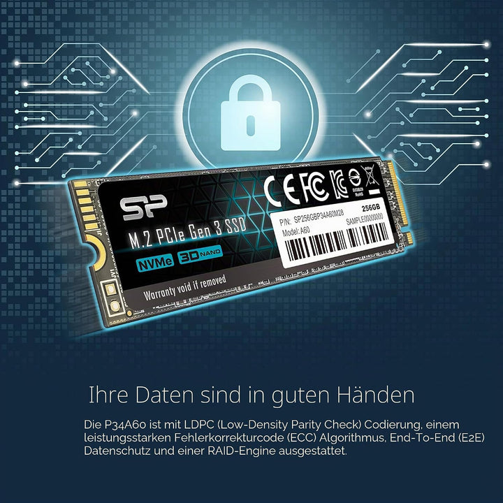 Silicon Power PCIe M.2 NVMe SSD 256GB Gen3x4 R/W up to 2, 100/1, 200MB/s Internal SSD 256GB A60, 256