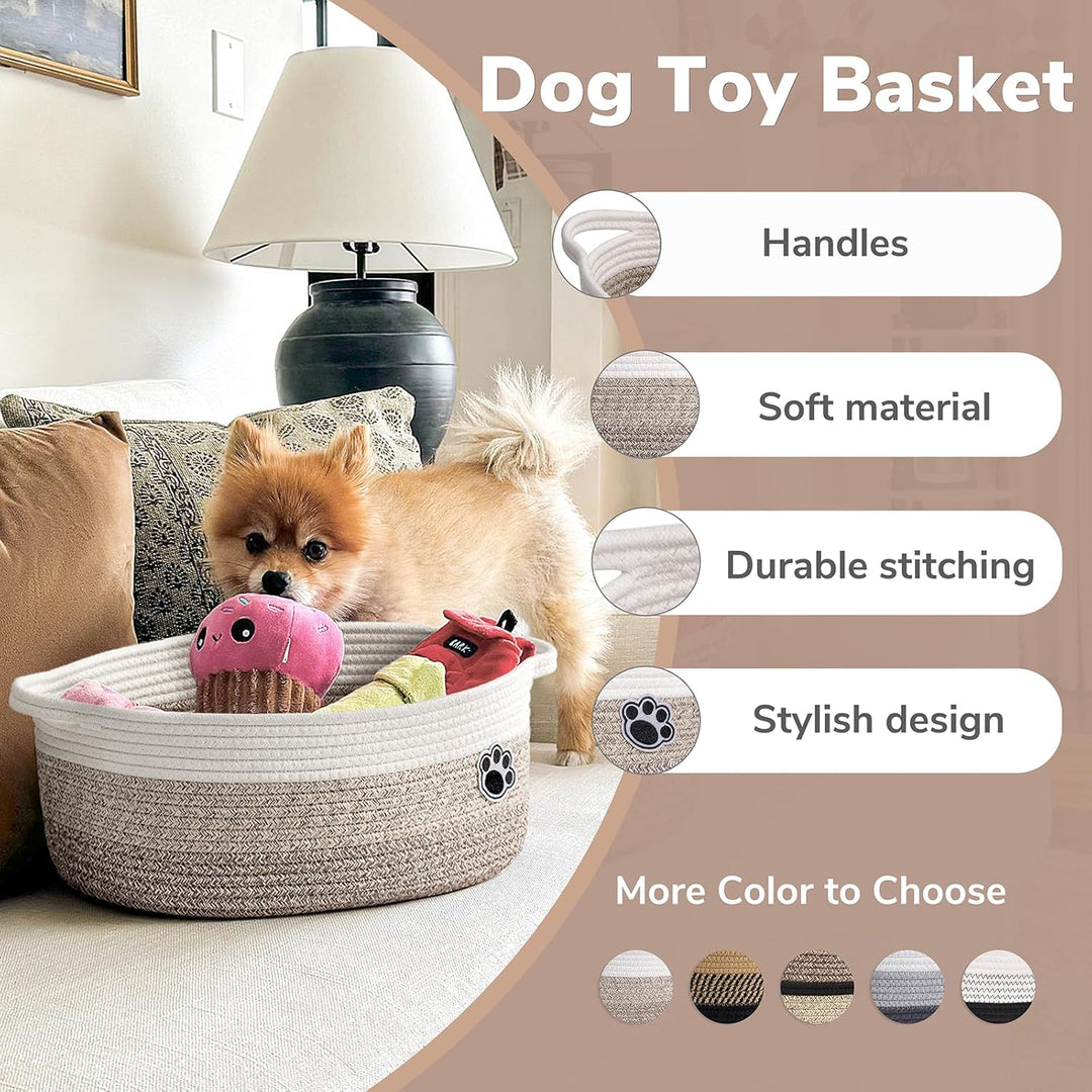 TIMEYARD Hundespielzeug-Geschenkkorb Leer, Geflochtene Aufbewahrungskörbe zum Ordnen, Baumwollseilkö
