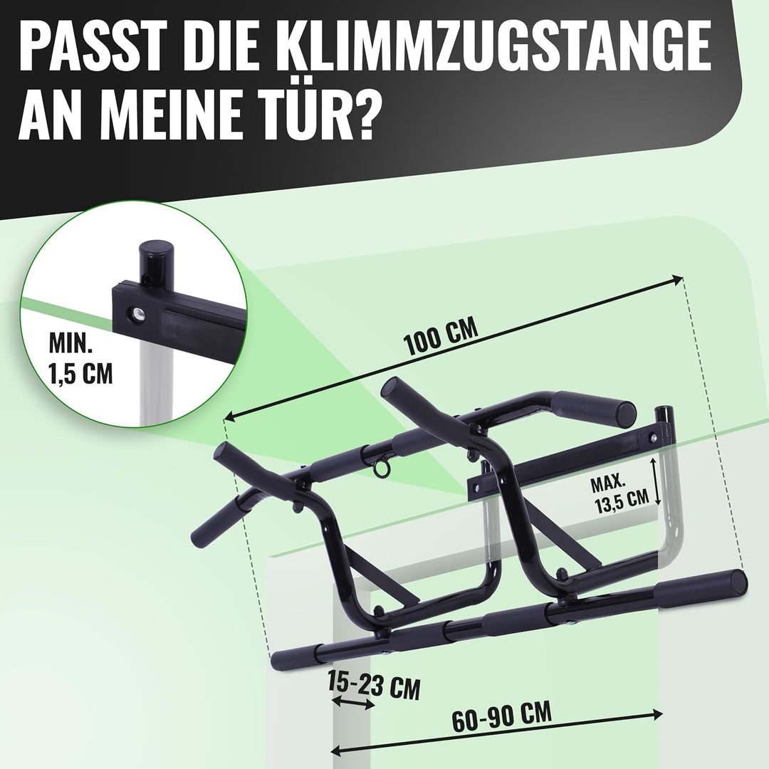 Klimmzugstange für Türrahmen, Ohne Bohren, 4 Griffmölichkeiten, Pull-up Bar für Türen von 60-90 cm m