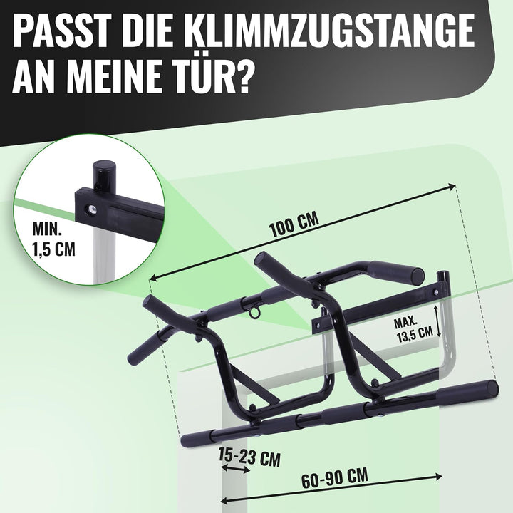 Klimmzugstange für Türrahmen, Ohne Bohren, 4 Griffmölichkeiten, Pull-up Bar für Türen von 60-90 cm m