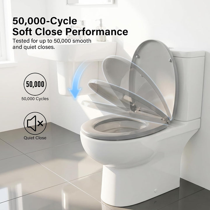 WC-Sitz Soft Close, Soft Close WC-Sitz mit Schnellverschluss für einfache Reinigung, Standard-Klo-To