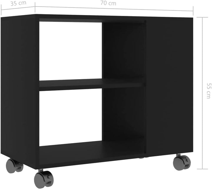 FIRBNUS Beistelltisch Schwarz 70x35x55 cm Beistelltisch mit Rollen Beistelltisch Sofa Beistelltisch