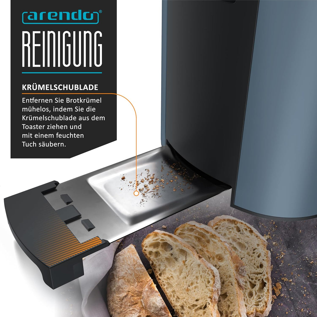Arendo - Toaster Langschlitz 2 Scheiben - Defrost Funktion - 1000 W - Doppelwandgehäuse - Integriert