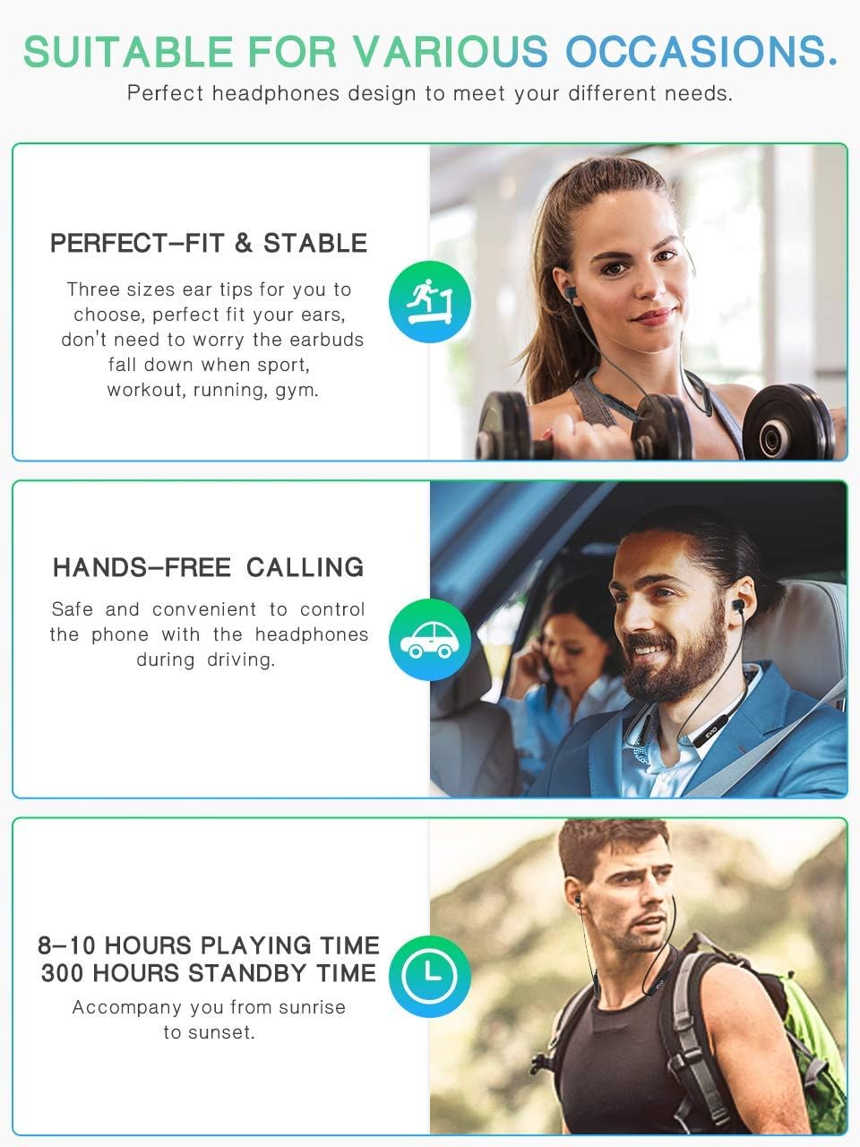 YATWIN Bluetooth Kopfhörer Sport in Ear, Bluetooth 5,0 Sportkopfhörer mit 16 Std HiFi Sound IPX7 Was