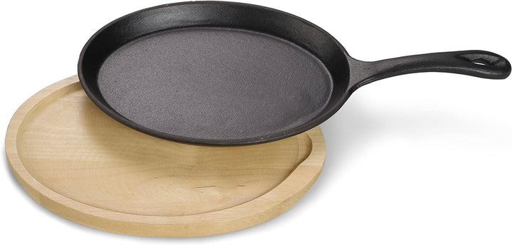 ECHTWERK Servierpfanne aus Gusseisen, Mini Pfännchen mit Servierbrett, Kleine Grillpfanne, Bereits e