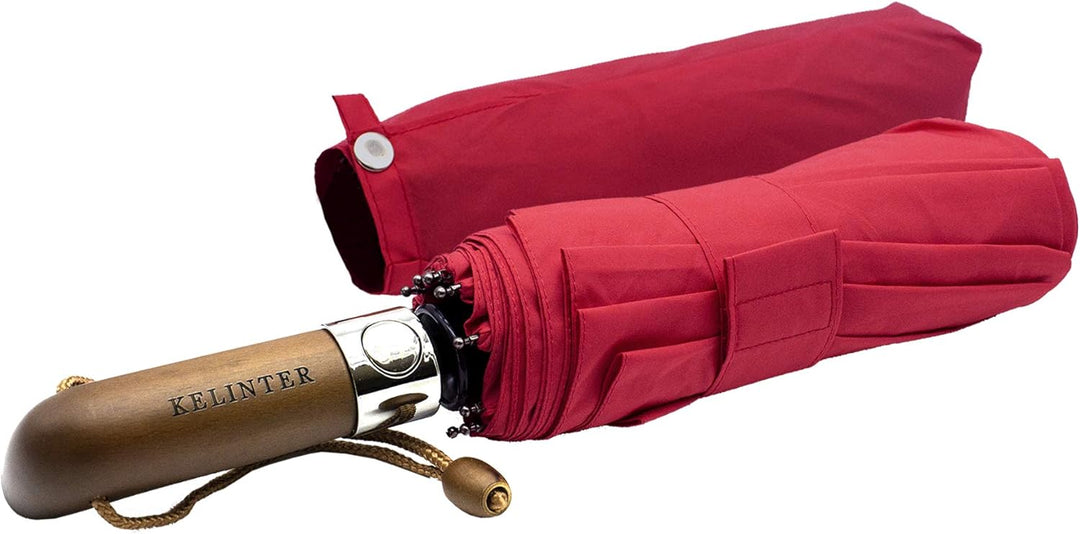 Automatischer Klappschirm - 10 Verstärkte Streben, Teflon 300T, Windsicher, Holzgriff Ergonomisch, K