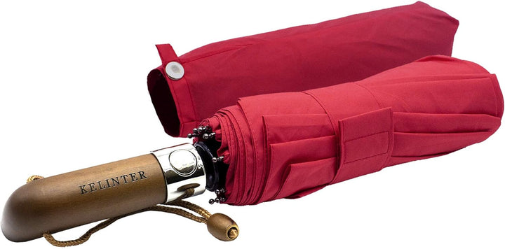 Automatischer Klappschirm - 10 Verstärkte Streben, Teflon 300T, Windsicher, Holzgriff Ergonomisch, K