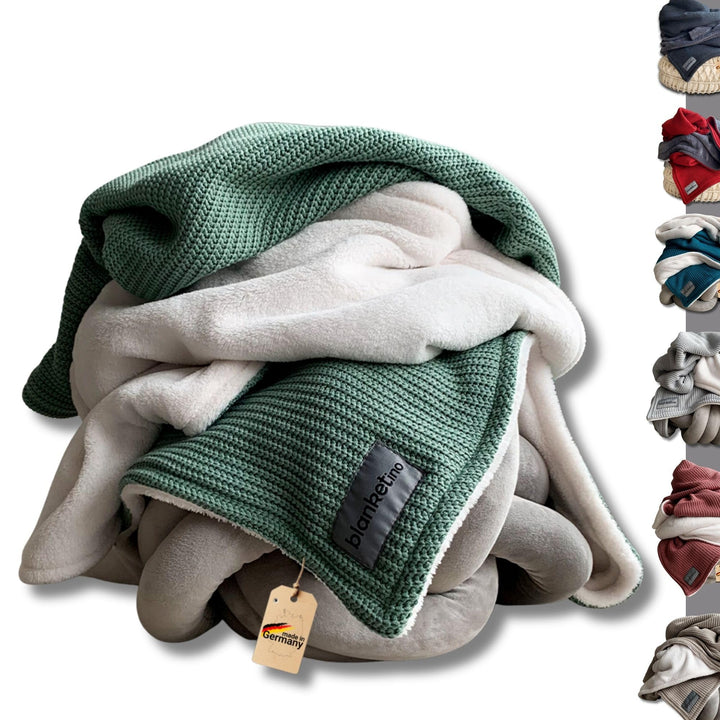Kuscheldecke”Strick” 145 x 210 cm - Kuschlig warme Sofadecke Wohndecke aus extra weichem Wellnessfle