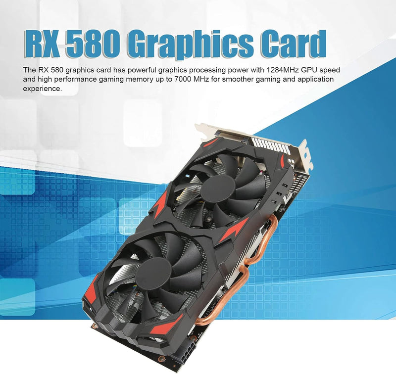 Elprico RX 580 Grafikkarte, 8 GB GDDR5 256 Bit Videospielgrafik GPU Gaming Mining Card für Gaming PC