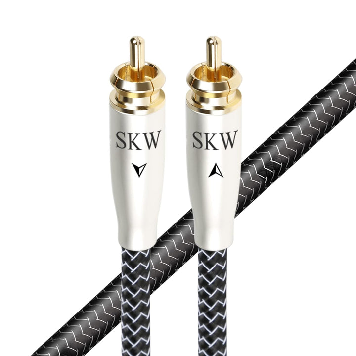 SKW High End Cinch RCA Digitales Koaxialkabel, Kupfer und Silberlitzendrähte Cinch auf Cinch S/PDIF