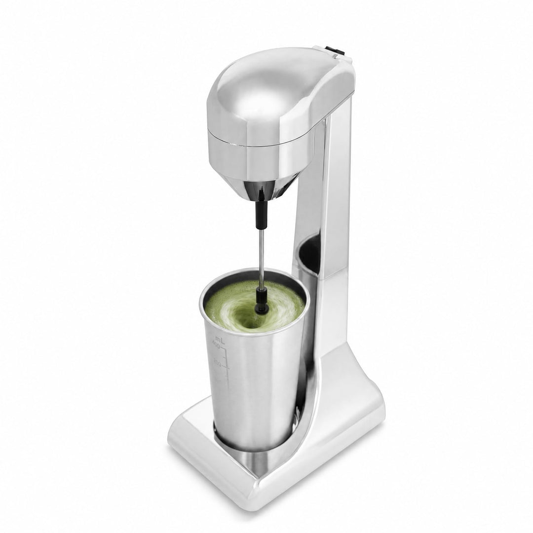Frappe Mixer Edelstahl, 500ml Milchshaker Elektrisch Edelstahl mit 2 Geschwindigkeitsstufen, Drink M