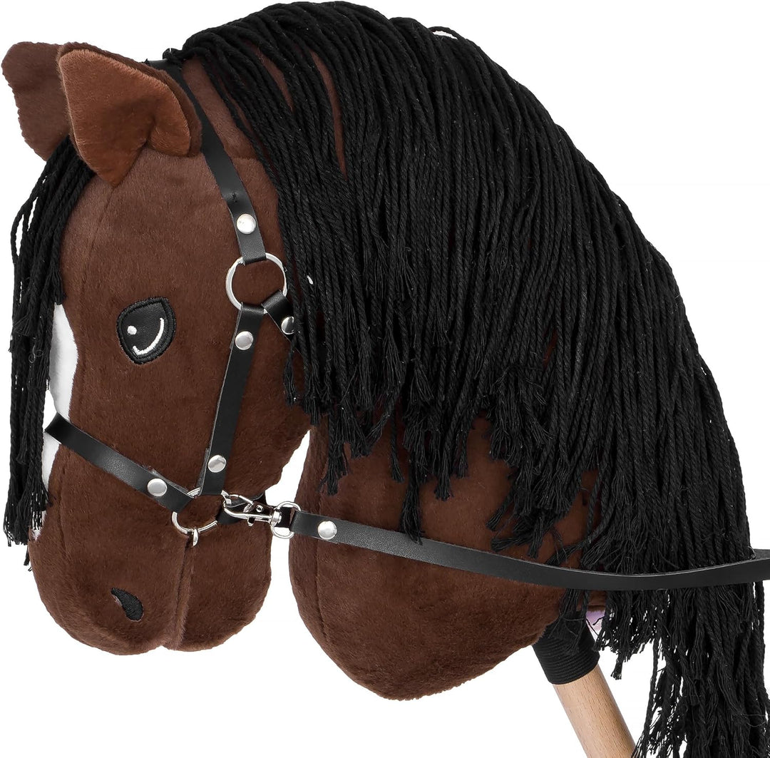 Start Hobby Horse Steckenpferd aus Plüsch mit Holzstock – Realistisches Stockpferd mit Langer Mähne