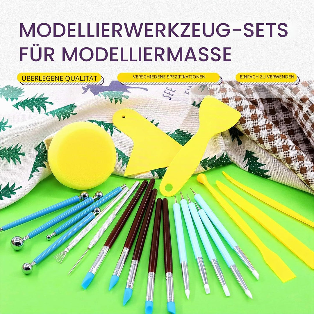 Swpeet Modelliermasse-Set, 22-teilig, Ball-Stylus-Werkzeug, Töpferwerkzeuge, Gummispitze, Kunststoff