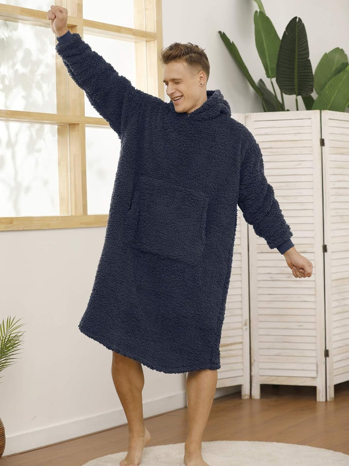ililmmoe Sherpa tragbare Decke Übergrosse Hoodie Sweatshirt TV Decke mit Langen Ärmeln und Tasche-Na