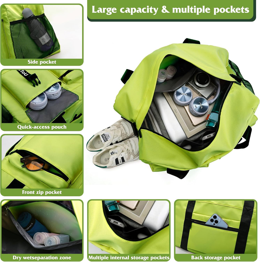 Sporttasche Damen Herren, Reisetasche mit Schuhfach, Trainingstasche mit Nassfach, wasserdichte Week