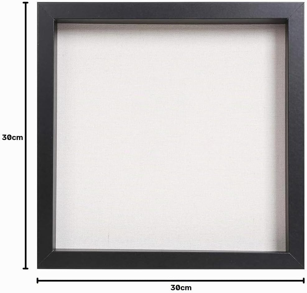 Muzilife 3D Bilderrahmen mit Echtglas 30x30 cm Holz, Tiefer Objektrahmen zum Befüllen für Wandbehang