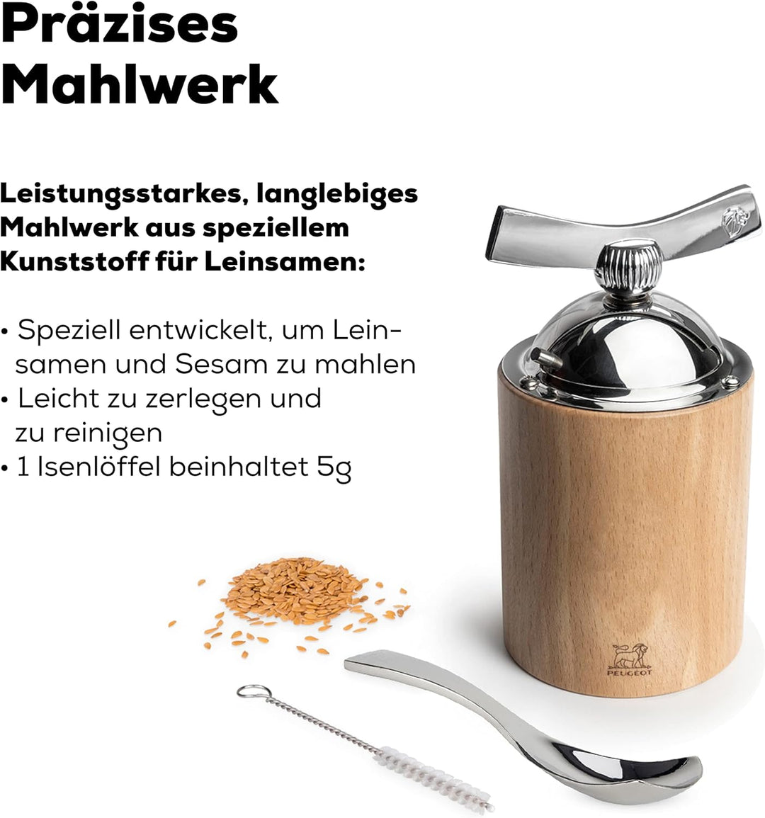 Peugeot Leinsamenmühle Isen 13 cm Natur I Hochwertige Leinsamenmühle manuell aus PEFC-zertifiziertem