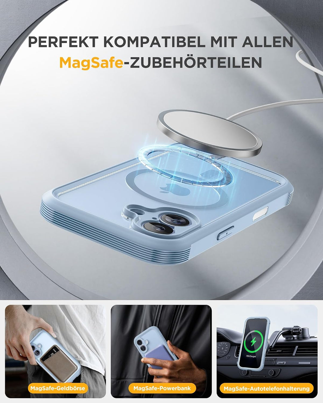 Miracase für iPhone 17 Hülle mit Sichtschutz,360 Grad Komplettschutz,Magsafe,Arbeit,Outdoor HandyHül