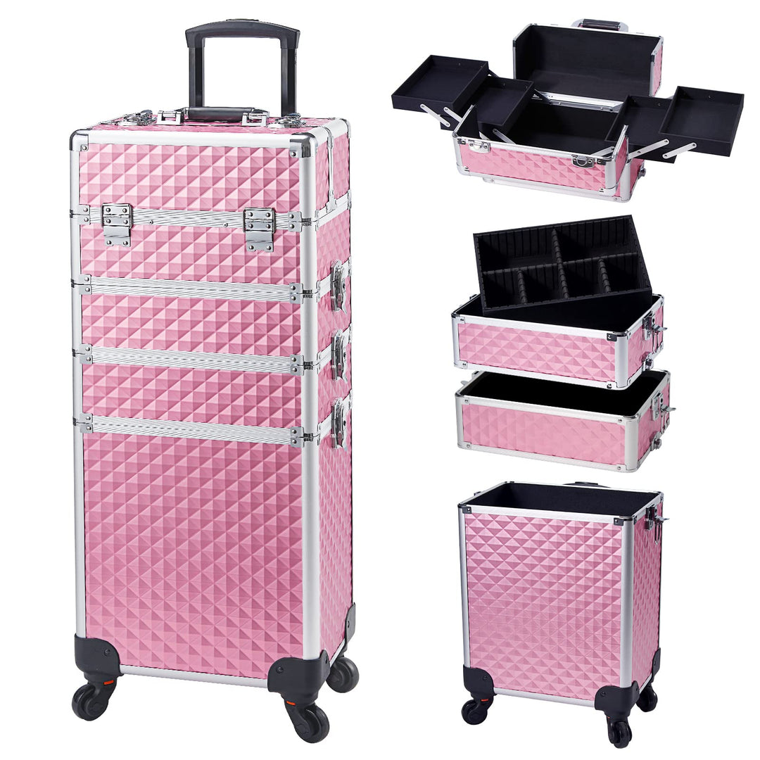 Kosmetikkoffer Trolley 4-in-1 Kosmetikkoffer Gross Kosmetik Trolley Make up Koffer Schminkkoffer mit